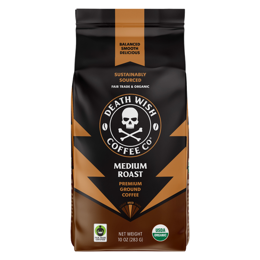 Death Wish Coffee Organic Medium Roast Ground Coffee 10oz Bag