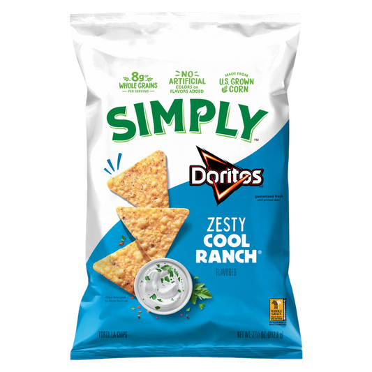 Doritos Simply Tortilla Chips Zesty Cool Ranch Flavored 7.5oz