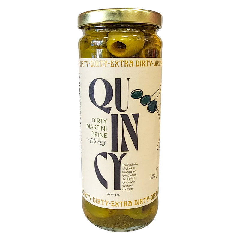 Quincy Dirty Martini Brine + Olives, 16 oz
