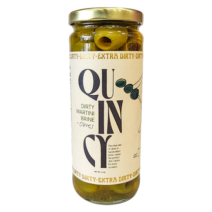 Quincy Dirty Martini Brine + Olives, 16 oz