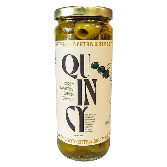 Quincy Dirty Martini Brine + Olives, 16 oz