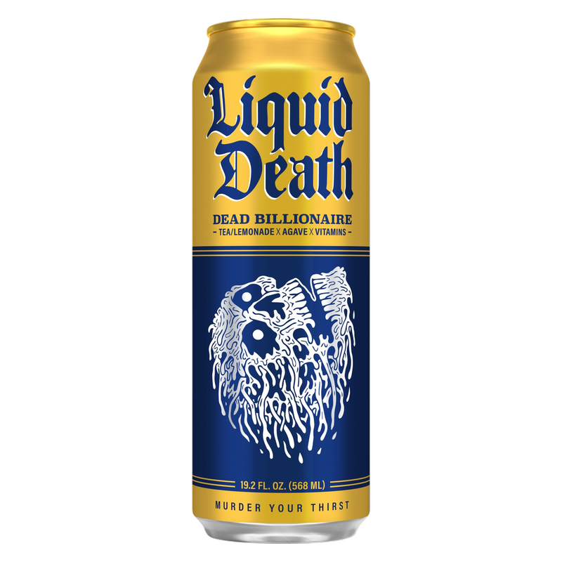 Liquid Death Iced Tea Dead Billionaire 19.2oz King Size Can