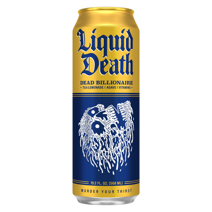 Liquid Death Iced Tea Dead Billionaire 19.2oz King Size Can