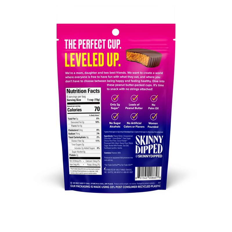 SkinnyDipped Dark Chocolate Peanut Butter Cups, 3.17oz