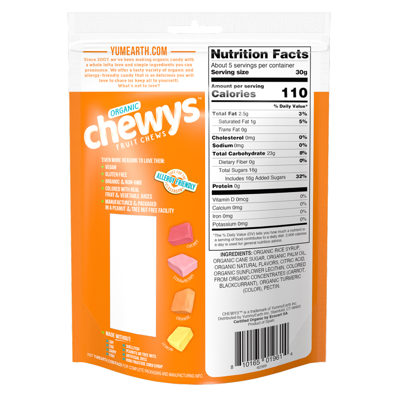 Yum Earth Organic Chewys, 5oz 