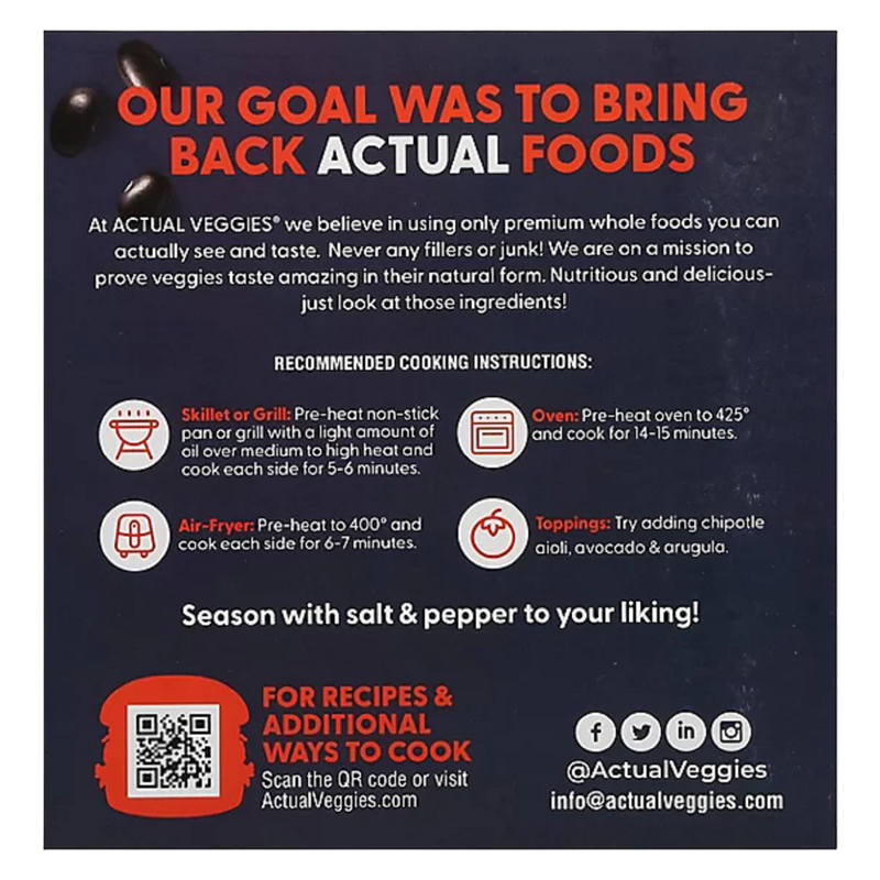 Actual Veggies Black Bean Veggie Burger 4ct