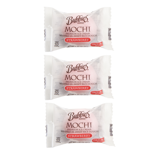 3ct Bubbies Hawaii Strawberry Mochi Ice Cream Individually Wrapped