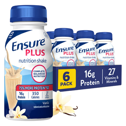 Ensure Plus Nutrition Shake Vanilla Ready-to-Drink 6-8 fl oz Bottles