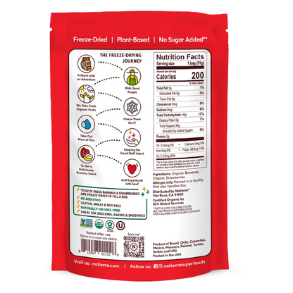 Natierra Freeze Dried Bananas and Strawberries Mix, 1.8oz