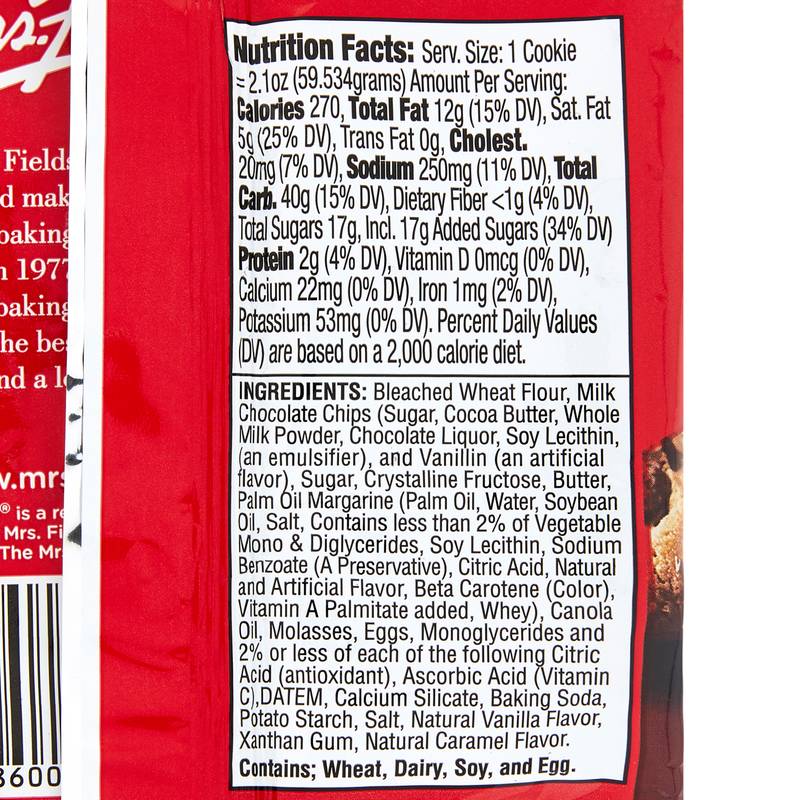 Mrs. Fields Milk Chocolate Chip Cookie 2.1oz