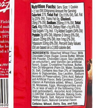 Mrs. Fields Milk Chocolate Chip Cookie 2.1oz