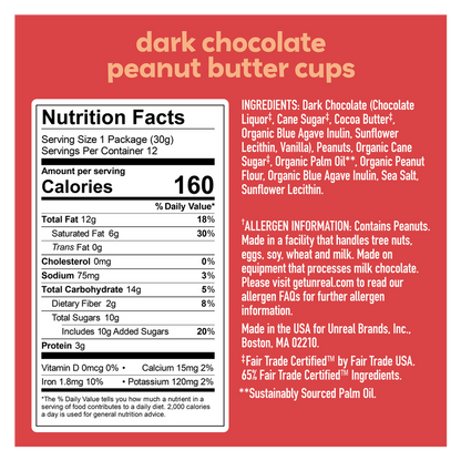 Unreal Dark Chocolate Peanut Butter Cups 4.2oz