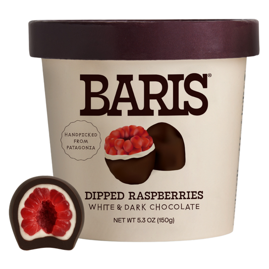 Baris Dipped Raspberries Double White & Dark Chocolate, 5.3oz