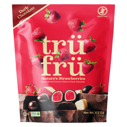 Tru Fru Strawberries Hyper-Dried Fresh in White & Dark Chocolate, 3.4oz