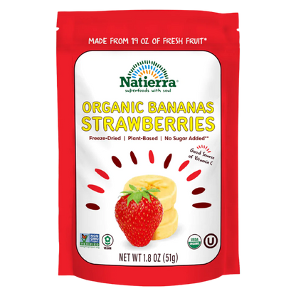 Natierra Freeze Dried Bananas and Strawberries Mix, 1.8oz
