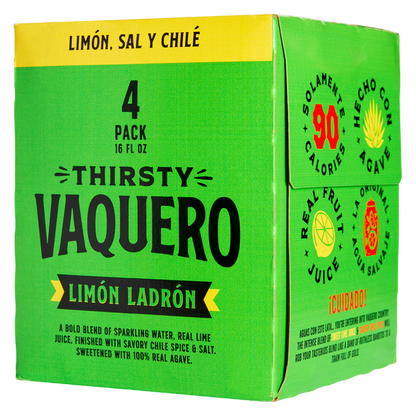 Thirsty Vaquero Limon Ladron Sparkling Water 4pk 16oz Can