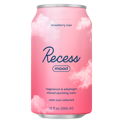 Recess Mood Infused Strawberry Rose Sparkling Water 12oz Can