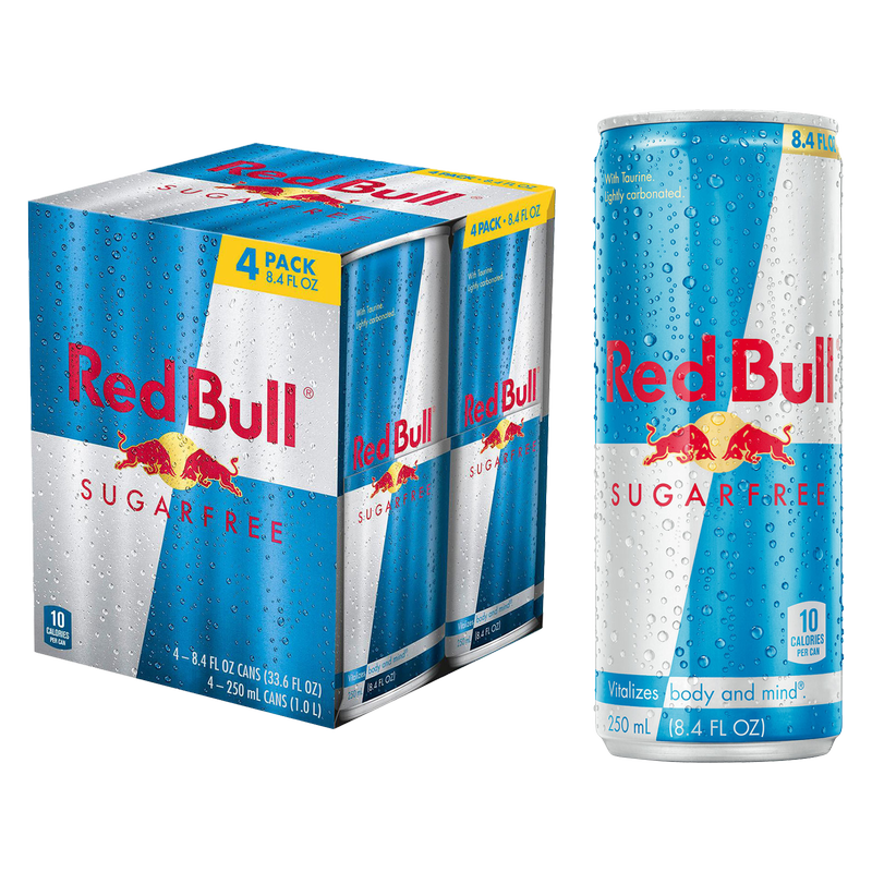 Red Bull Energy Drink Sugar Free 4pk 8.4oz Can- XL