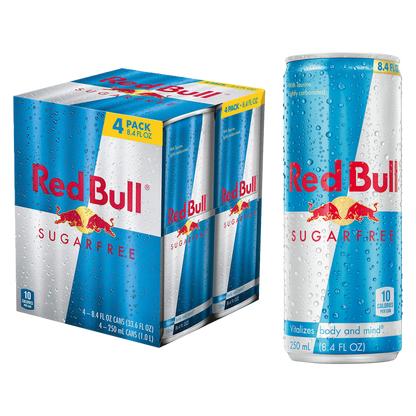 Red Bull Energy Drink Sugar Free 4pk 8.4oz Can- XL