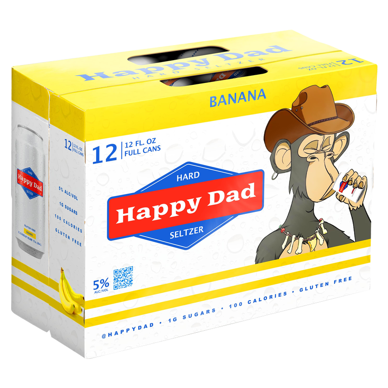 Happy Dad Hard Seltzer Bored Ape Banana 12pk 12oz Can 5.0% ABV