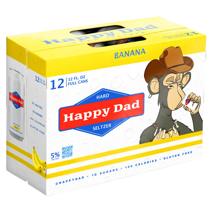 Happy Dad Hard Seltzer Bored Ape Banana 12pk 12oz Can 5.0% ABV