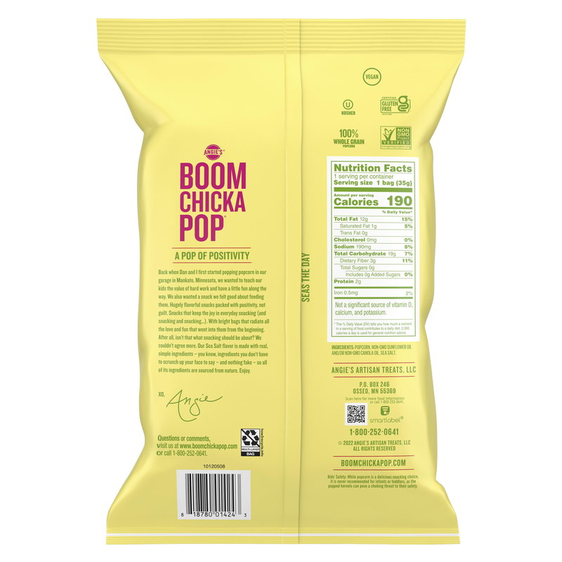Angie's Boomchickapop Sea Salt Popcorn 1.25oz