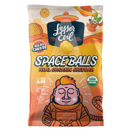 LesserEvil Space Balls, Real Organic Cheddar, 5oz