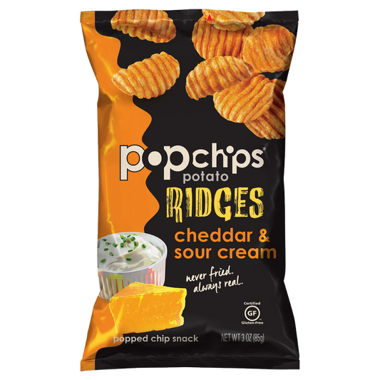 Popchips Ridges Cheddar & Sour Cream Potato Chips 3oz