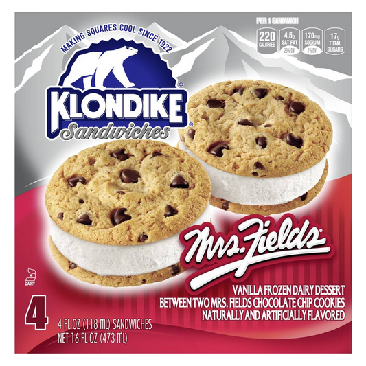 Klondike Mrs. Fields Cookie Ice Cream Sandwich, 4ct.