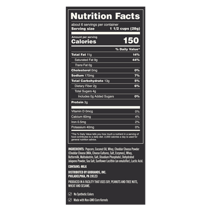 Basically Premium White Cheddar Jalapeño Small Batch Popcorn 6 oz.