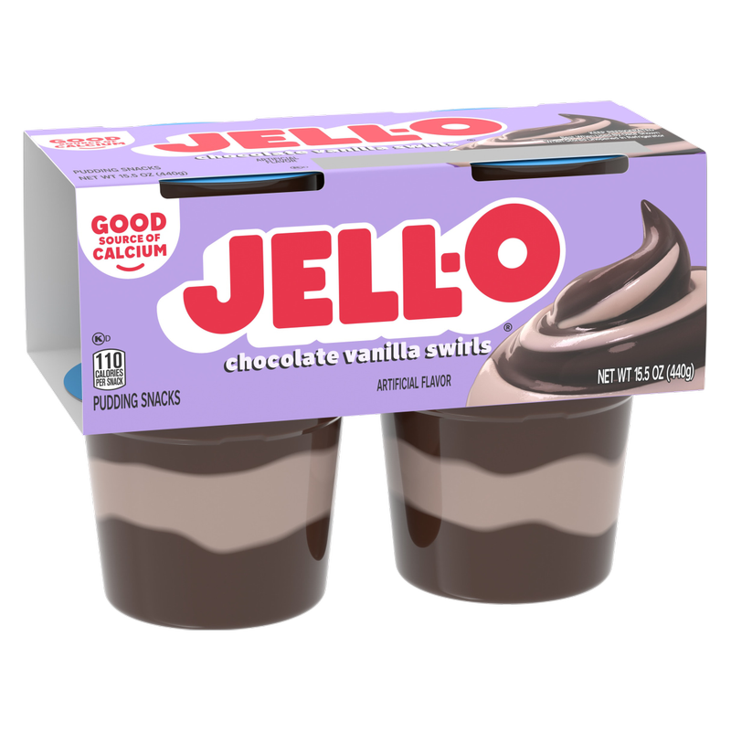 Jell-O Original Chocolate Vanilla Swirls Pudding Cups - 4ct