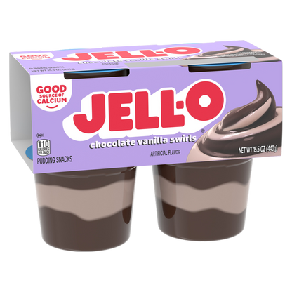 Jell-O Original Chocolate Vanilla Swirls Pudding Cups - 4ct