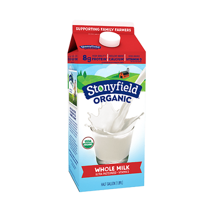 Stonyfield Organic Whole Milk, Half Gallon