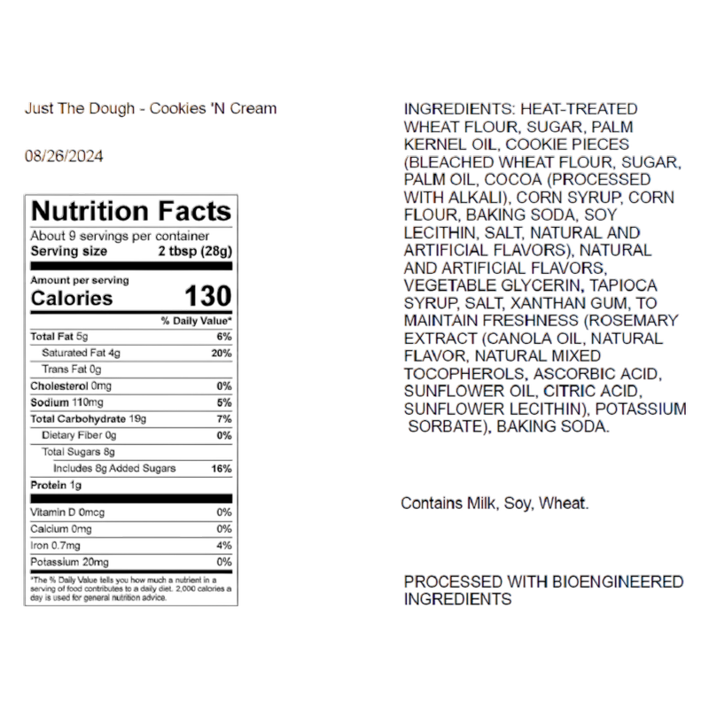 Cookie Dough Bites - Just the Dough - Cookies N' Cream, 8.5oz