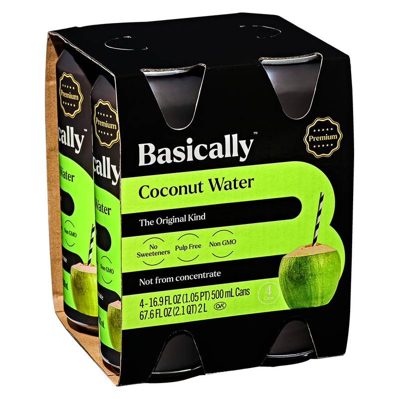 Basically Premium Coconut Water 4pk 16.9oz Can