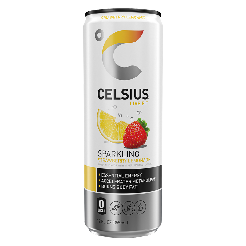 CELSIUS Sparkling Strawberry Lemonade Essential Energy Drink 12oz Can