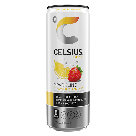 CELSIUS Sparkling Strawberry Lemonade Essential Energy Drink 12oz Can