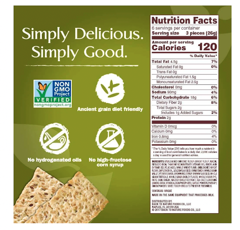 Back to Nature Multigrain Flax Seeded Flatbread Crackers 5.5oz