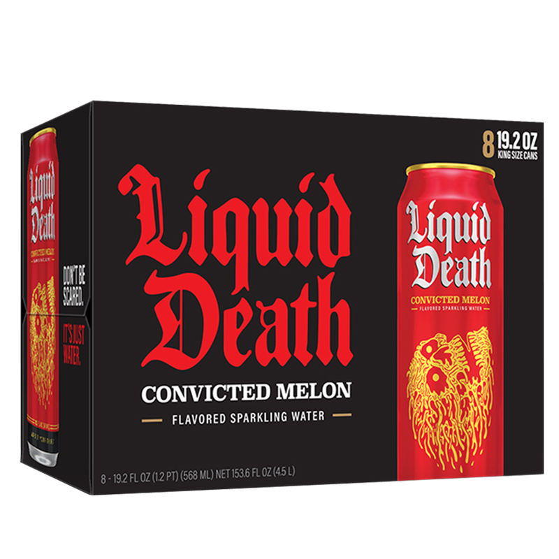 Liquid Death Convicted Melon Sparkling Water 8pk 19.2oz King Size Cans