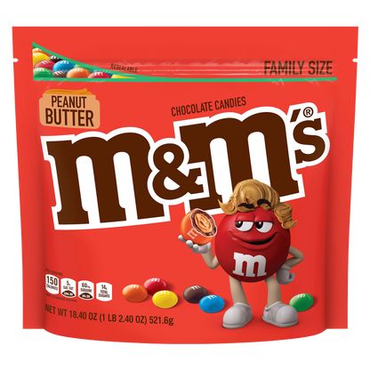 M&M's Peanut Butter Milk Chocolate Candies Family Size 18.4oz