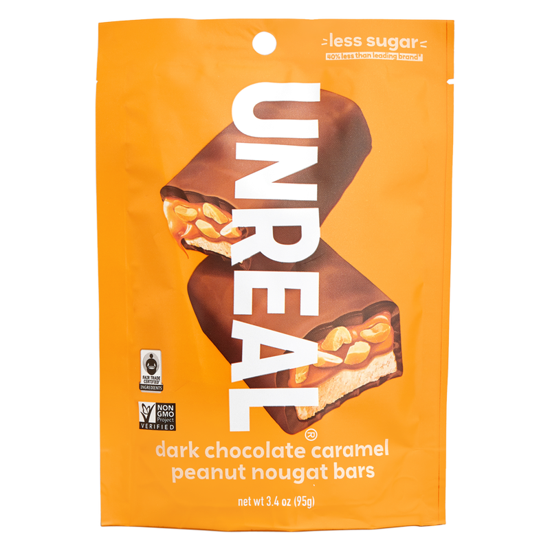 Unreal Dark Chocolate Caramel Peanut Nougat Bars 3.4oz