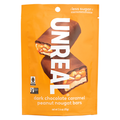 Unreal Dark Chocolate Caramel Peanut Nougat Bars 3.4oz