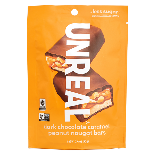 Unreal Dark Chocolate Caramel Peanut Nougat Bars 3.4oz