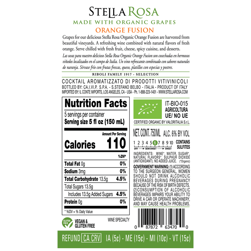 Stella Rosa Orange Fusion Organic 750ml