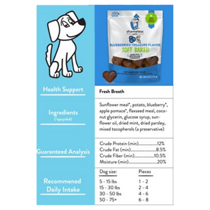 Shameless Pets Blueberried Dog Treats 6oz