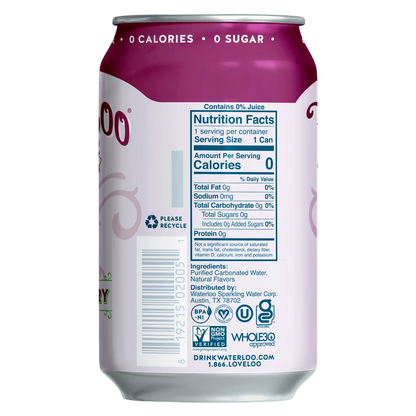 Waterloo Black Cherry Sparkling Water 12oz Can