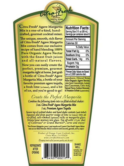 Citra Agave Lemon Lime Margarita Mix 750ml Btl
