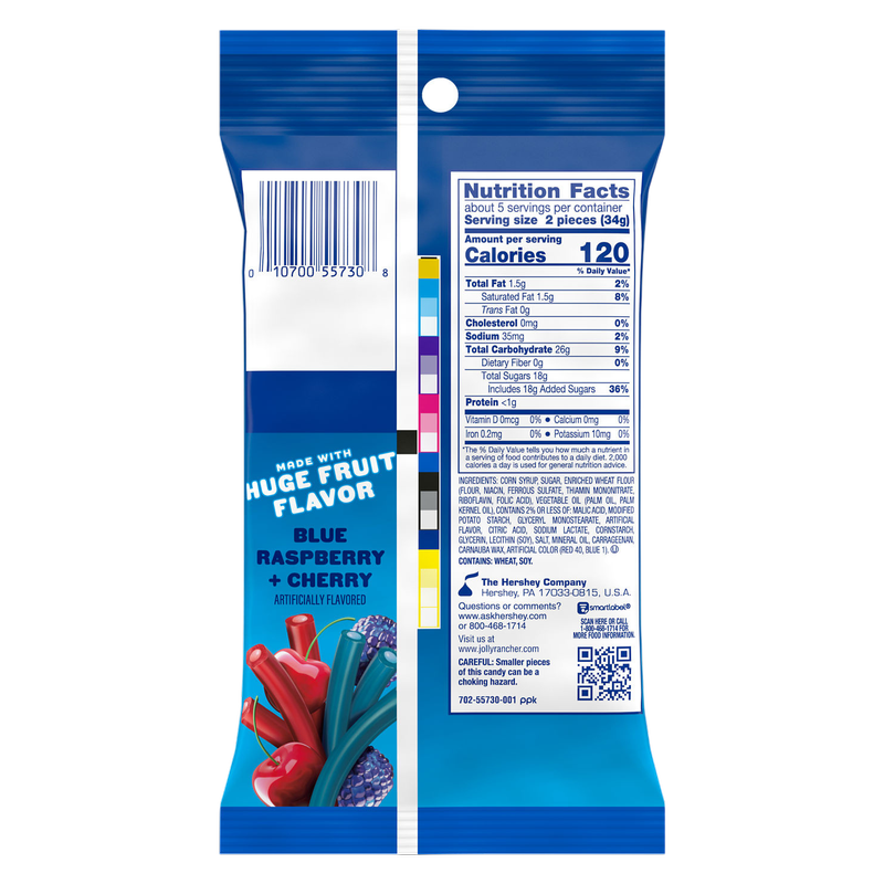 JOLLY RANCHER Ropes Blue Raspberry and Cherry Flavored Candy Bag, 6 oz