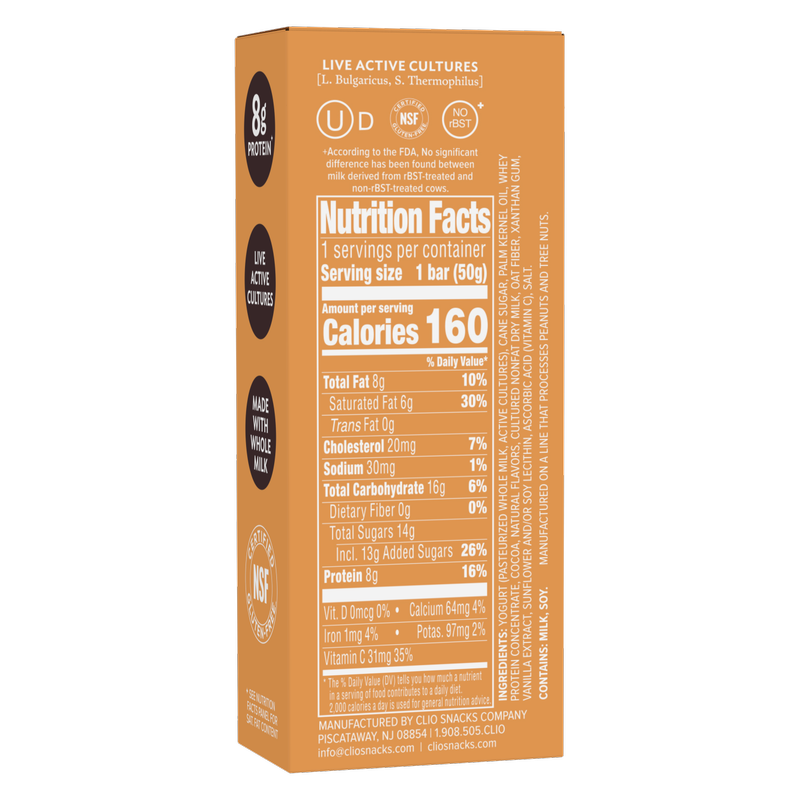 Clio Vanilla Greek Yogurt Bar - 1ct