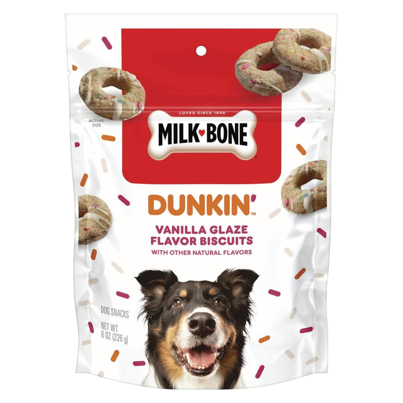 Milk-Bone Dunkin Donut Vanilla Glaze Flavor Dipped Dog Treat, 8oz.